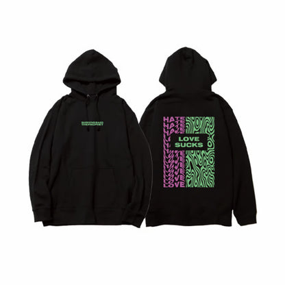 LOVE | HATE HOODIE (BLACK×MINT PURPLE)