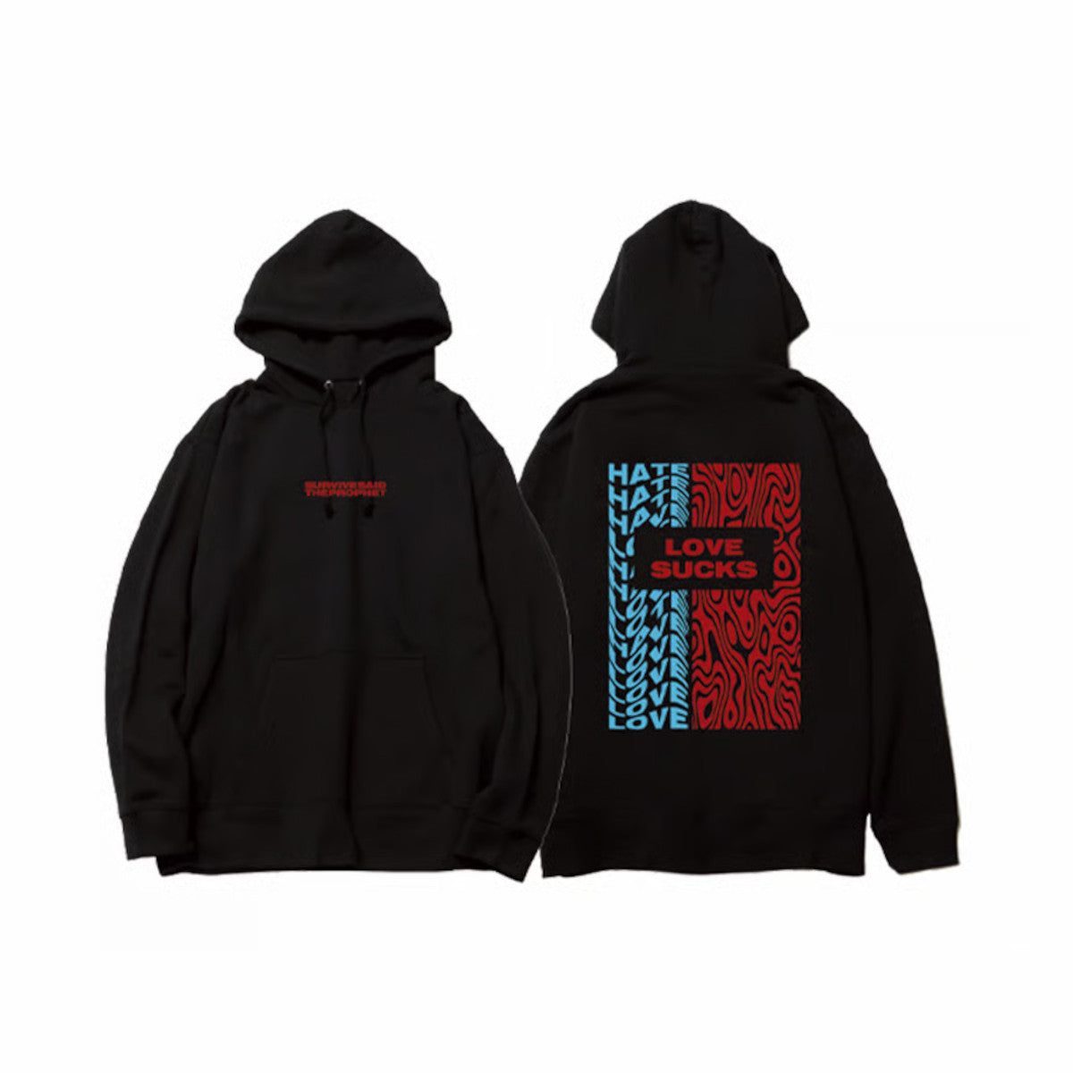 LOVE | HATE HOODIE (BLACK×RED BLUE)