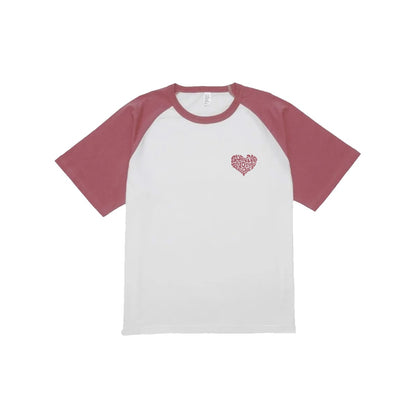 LOVE RIOT RAGLAN TEE (WHITE / FLAMINGO PINK)